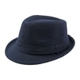 thumbnail image 1 of HNMKIU Classic Fedora Hat for Men and Women Style Wide Brim Dress Hat for Outdoor Events and Daily Fashion Womens Hats 02_Navy,One Size, 1 of 3