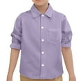 thumbnail image 1 of HNMKIU Classic Lapel Button Down Shirt for Toddler Boys and Girls Gentlemen Style Long Sleeve Solid Top Purple,6-7 Years, 1 of 5