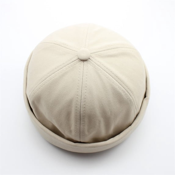 HNMKIU Classic Solid Color Brimless Sailor Hat for Men and Women Casual Mechanic Baseball Cap White,One Size
