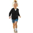 thumbnail image 1 of HNMKIU Classic Solid Color Button Front Cardigan Sweaters for Kids Unisex with Pockets Comfortable Knit Open Front Long Sleeve Tops for Ages 3-10 Z01_Black,5Y, 1 of 7