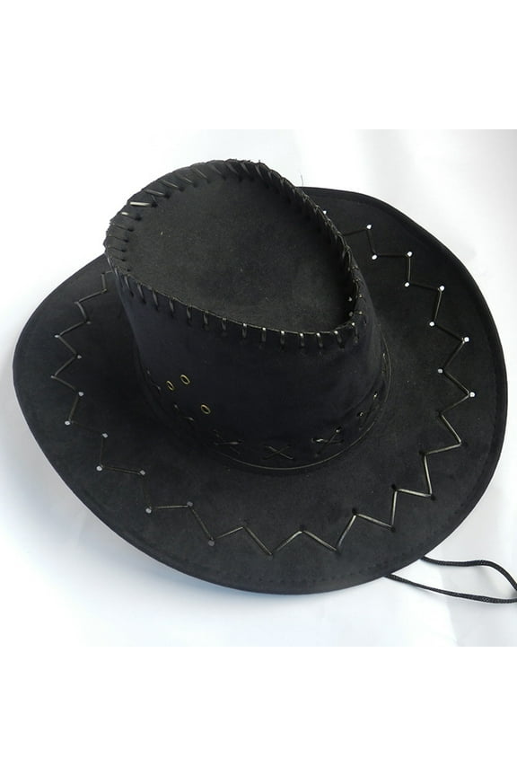 Classic Western Cowboy Hat for Women and Men Adjustable Wide Brim Summer Sun Outdoor Rancher Style Black,One Size