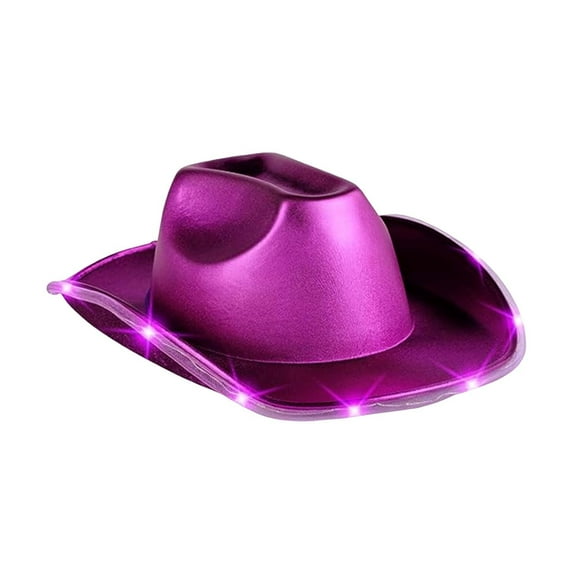 HNMKIU Colorful Hot Stamped Fabric Cowboy Hat with Lights for Festive Occasions and Outdoor Adventures,Purple