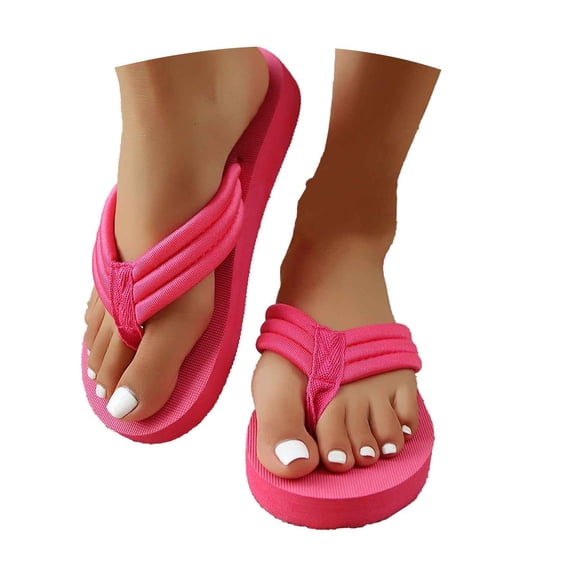 HNMKIU Comfortable Women's Outdoor Slippers for Beach Casual Thong Flip Flops Flat Sole Lightweight for Summer Z03_Hot Pink,6