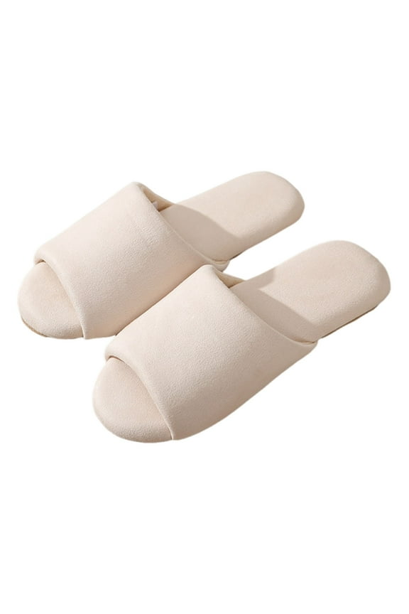 Bedroom Slippers Women Japanese Style Open Toe Soft Sole Quiet Indoor Floor Slippers Couples Unisex Breathable Cozy Slippers Year round Use 02_Beige,7.5