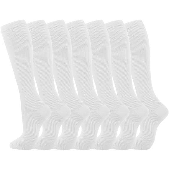 HNMKIU Compression Stockings For Enhanced Circulation Athletic Support Knee High Socks For Women And Men White,XXL