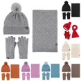 thumbnail image 1 of HNMKIU Couples Winter Outdoor Warm Knit Pile Hat Scarf Three Piece Check Set Matching Accessory Dark Gray - One Size, 1 of 9