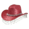 thumbnail image 1 of HNMKIU Cowboy Hat for Men and Women Featuring Shiny 3D Gemstones and Rhinestone Fringes Stylish Western Fashion Sun Hat for Various Outdoor Events,Pink, 1 of 3