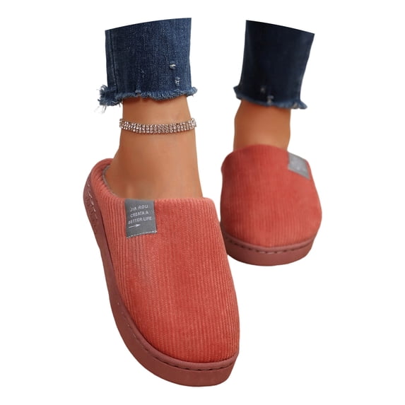 HNMKIU Winter Slippers for Women Ladies Home Comfortable Thick Sole Warm Soft Sole Fuzzy Indoor Outdoor Shoes Cozy Slippers for Women Watermelon Red,9.5