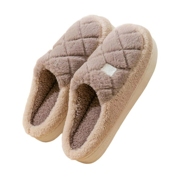 HNMKIU Cozy Mens Slippers with Pattern Thick Sole Warm Home Footwear Lined for Indoor Comfort and Couples 01_Coffee,7.5