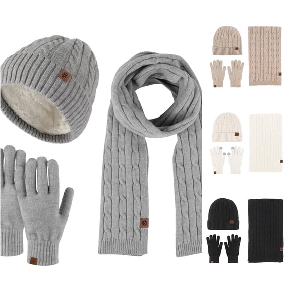 HNMKIU Cozy Winter Knit Hat Scarf Set For Men Women Warm Thermal Outdoor Accessories Grey - One Size