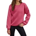 thumbnail image 1 of HNMKIU Crewneck Sweatshirt Fall Winter Soft Casual Pullover Blank Fashion Comfortable Womens Crewneck Sweatshirt Hot Pink,XXXL, 1 of 4