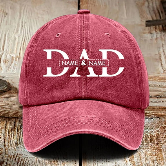 HNMKIU Custom Baseball Cap for Dad with Children's Names Engraved Unique Father's Day Idea from Kids Red,One Size