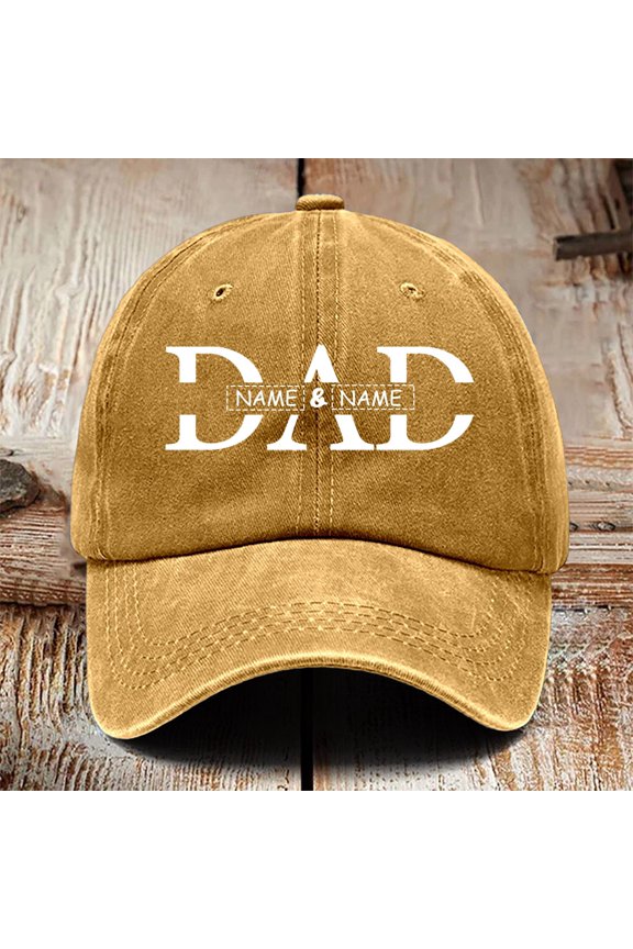 Custom Baseball Cap for Dad with Children's Names Engraved Unique Father's Day Idea from Kids Yellow,One Size