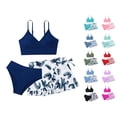 thumbnail image 1 of HNMKIU Cute Swimsuits Girls Three Piece Swimsuit With Ruffle Trim Matching Cover Up Skirt For Big Kids Youth Holiday 5-Dark Blue,17-18 Years, 1 of 6