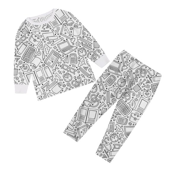 HNMKIU DIY Hand Painted Coloring Pajama Set for Kids Homewear Play Outfit White,4-5 Years