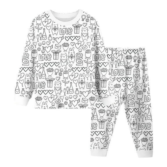 HNMKIU DIY Hand Painted Coloring Pajama Set for Kids Interactive Play and Wear Homewear Outfit White,7-8 Years
