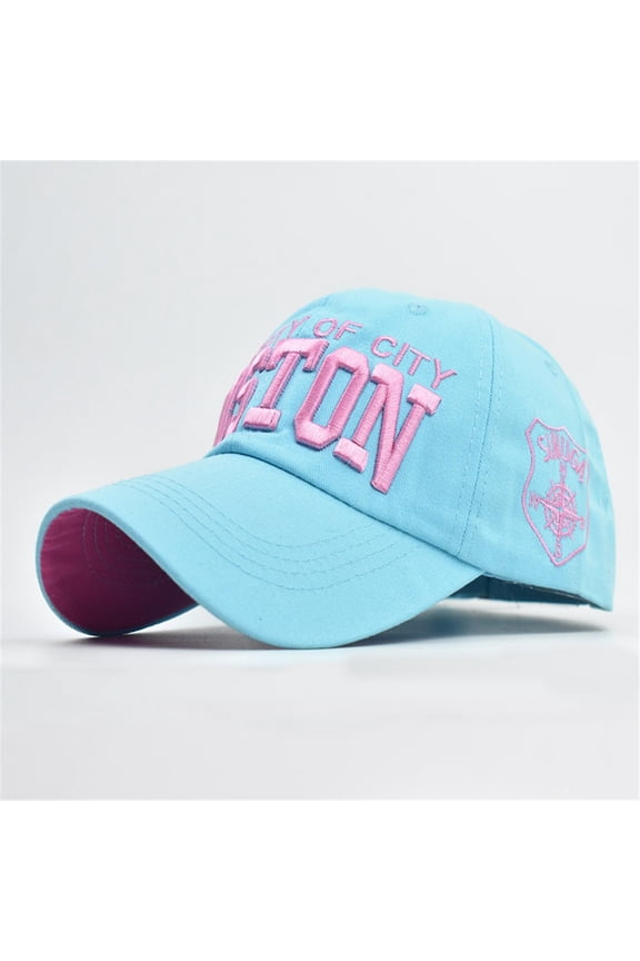 Distressed Denim Baseball Cap with Embroidered Letter Design Adjustable Unisex Topee Hat for Men and Women Blue,One Size