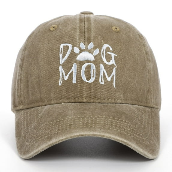 HNMKIU Dog Mom Embroidered Baseball Cap Adjustable Washed Sun Hat For Women Outdoor Casual Wear Khaki,One Size