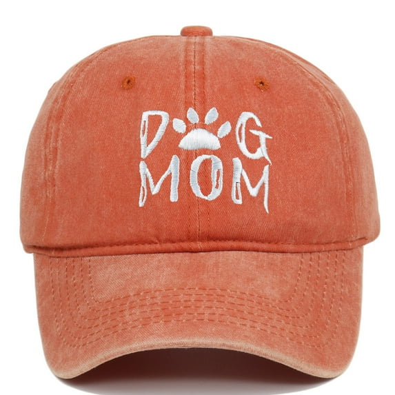 HNMKIU Dog Mom Embroidered Baseball Cap Adjustable Washed Sun Hat For Women Outdoor Casual Wear Orange,One Size