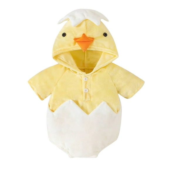 HNMKIU Easter Hatching Chick Hooded Romper Bodysuit For Baby Carnival Birthday Party Outfit Yellow,12-18 Months
