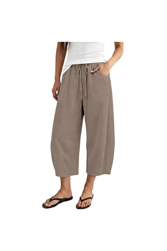 Effortless Everyday Women’s Casual Pants With Relaxed Wide Leg And 7/8 Length For Comfort And Versatility Khaki,S