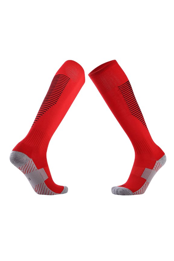 Elastic Football Socks for Men Team Sports Knee High Thick Athletic Non Performance Stockings Watermelon Red,One Size
