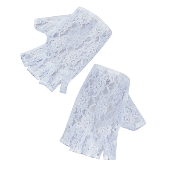 HNMKIU Elegant 1980s Retro Fashionable Women Fingerless Lace Evening Dress Gloves for Ladies White,One Size