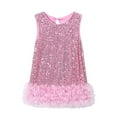 thumbnail image 1 of HNMKIU Elegant Girls Party Gown Fashion Mesh Vest Dress Layered Tutu Outfit With Glitter Detail For Toddler Kids Autumn Frock Pink,6-7 Years, 1 of 5