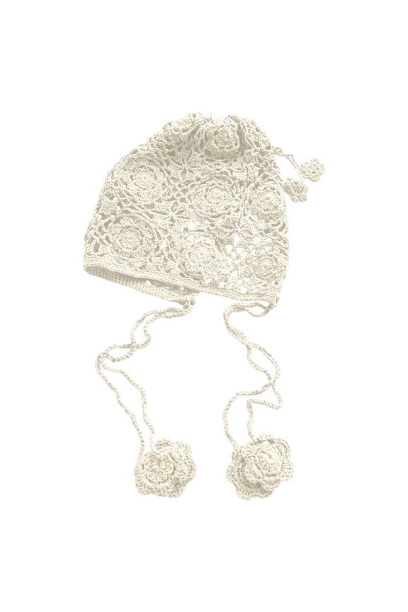 Elegant Hand Knitted Lace Beret for Women Fashion Hollow Out Design Soft Fringe Hat Ladies Summer Accessory Beige,One Size