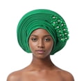 thumbnail image 1 of HNMKIU Elegant Handmade Aso Oke Beret Hat African Headwrap Turban for Wedding Party Hair Wear Green,One Size, 1 of 3