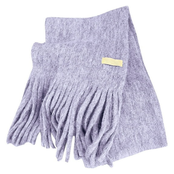 HNMKIU Elegant Knit Wrap for Winter Comfort and Everyday Style – Soft Warm Scarf with Long Fringes for Home Light Purple,One Size