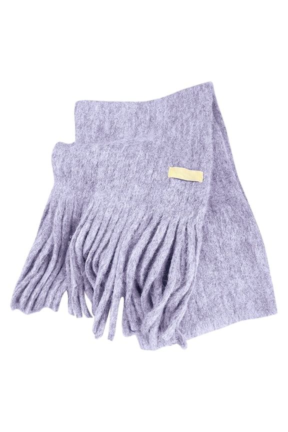 Elegant Knit Wrap for Winter Comfort and Everyday Style – Soft Warm Scarf with Long Fringes for Home Light Purple,One Size