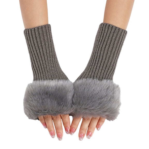 HNMKIU Elegant Ladies Knit Fingerless Gloves with Convertible Mittens and Floral Fashion Design for Cozy Winter Wear Dark Gray,One Size