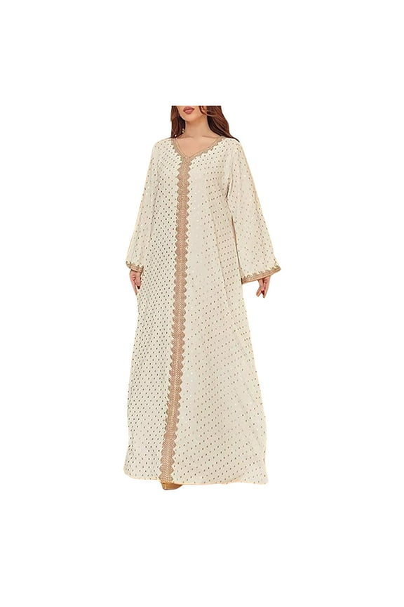 Elegant Lady's Gold Stamped Dubai Gown for Women Robes - Fashion Statement in Sleepwear,Size M