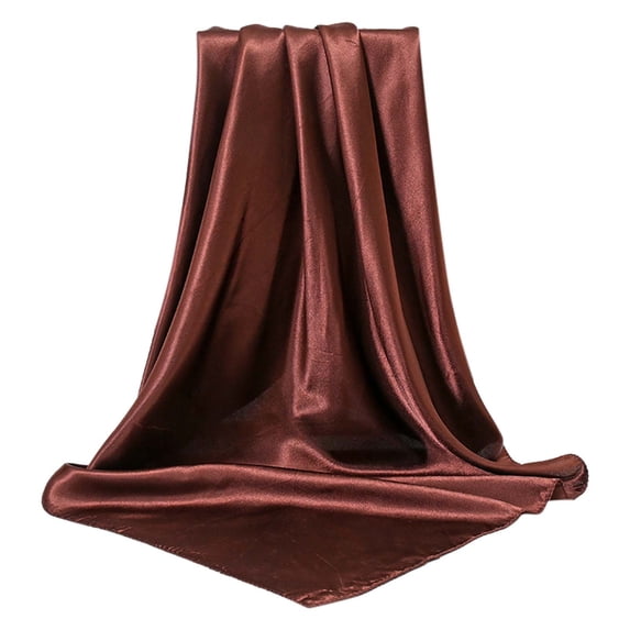 HNMKIU Elegant Large Square Satin Head Scarf Silk Hair Bandana Wrap For Women Fashion Accessory Coffee,One Size