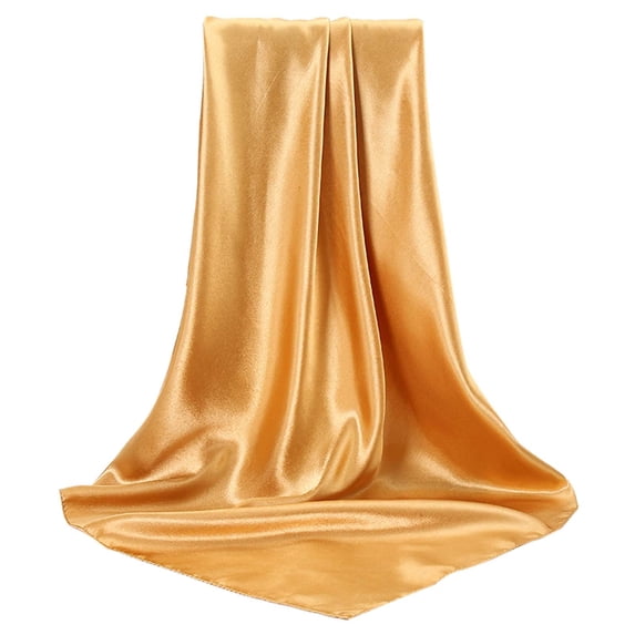 HNMKIU Elegant Large Square Satin Head Scarf Silk Hair Bandana Wrap For Women Fashion Accessory Yellow,One Size
