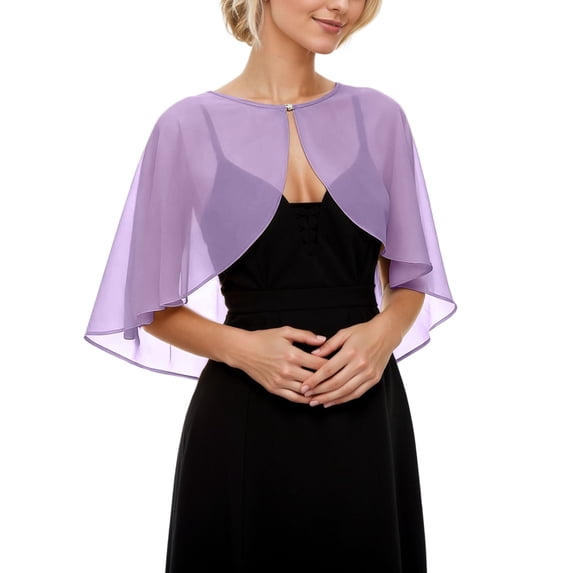 HNMKIU Elegant Long Layer Bridal Chiffon Wrap Shawl for Evening Parties Beach Coverups and Formal Events Lightweight Elegant Shoulder Wrap for Seasonal Wear Purple,One Size