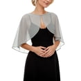 thumbnail image 1 of HNMKIU Elegant Long Layer Bridal Chiffon Wrap Shawl for Evening Parties Beach Coverups and Formal Events Lightweight Elegant Shoulder Wrap for Seasonal Wear White,One Size, 1 of 5