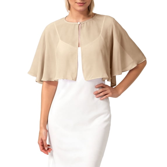 HNMKIU Elegant Long Layered Chiffon Wrap Shawl for Wedding Party Evening Dress Cover Up and Sun Khaki,One Size