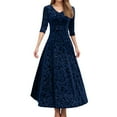 thumbnail image 1 of HNMKIU Elegant Midi Dress for Holiday Parties and Year Festive Occasion Casual Long Sleeve Party Gown with Fit Christmas Dresses for Women A-Blue,M, 1 of 5