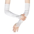 thumbnail image 1 of HNMKIU Elegant Opera Length Fingerless Gloves for Bridal Wedding Party Stretch Mesh and Rhinestone Evening Wear White,One Size, 1 of 2
