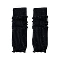 thumbnail image 1 of HNMKIU Elegant Retro Knitted Leg Warmers Featuring Sparkling Sequins and Detailed Yarn Thermal Knee High Socks Black,One Size, 1 of 3
