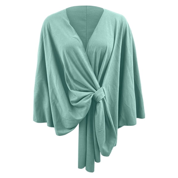 HNMKIU Elegant Solid Color Shawl Cape For Women Soft And Comfortable Poncho Outerwear Light Green,One Size