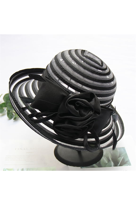 Elegant Women's Floral Cloche Hat for and Dress Occasions Stylish Bucket Cap Black,One Size