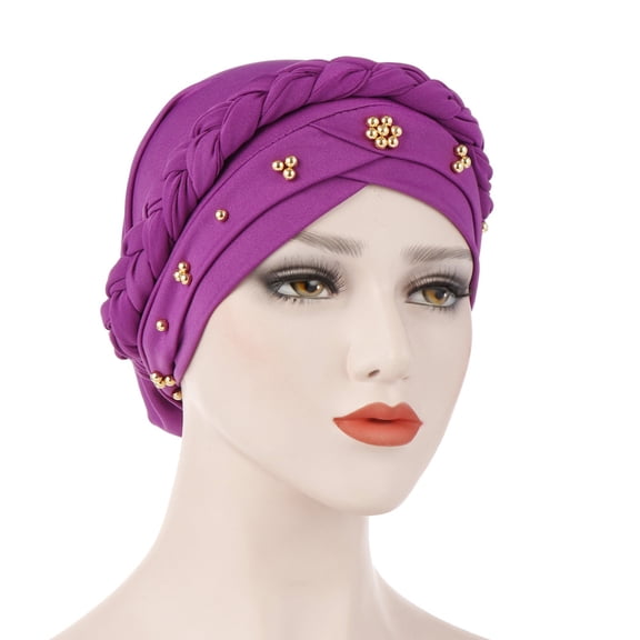 HNMKIU Elegant Women's Pearl Baseball Cap Fashionable Adjustable Headband Hat for Ladies Purple,One Size