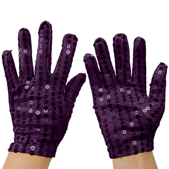 HNMKIU Elegant Women's Sequin Gloves for Stage Performance Party Dress Evening Showbiz Event Accessory Purple,One Size
