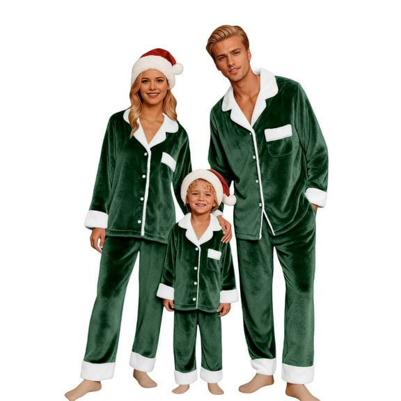 HNMKIU Family Christmas Pajamas Long Sleeve Matching Holiday Sleepwear Outfits for Kid Green，Kid_13-14 Years