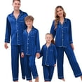 thumbnail image 1 of HNMKIU Family Christmas Pajamas Long Sleeve Silk Like Satin Sleepwear Pure Color Two Piece Pajama Set for Dad Blue，Dad_XXL, 1 of 5