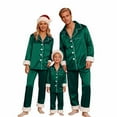 thumbnail image 1 of HNMKIU Matching Family Pajamas Two Piece Long Sleeve Lapel Top and High Waist Pants for Kid Green，Kid_5-6 Years, 1 of 7