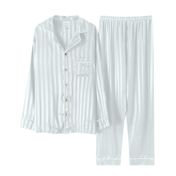 HNMKIU Matching Christmas Pajamas for Family Long Sleeve Silk Like Satin Sleepwear Holiday Party Outfit for Kid White,Kid_13-14 Years